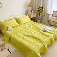HKM-950547 Light Yellow Pure Cotton Summer Bed Sheet, 1.8*2.2m Size, Plain Design