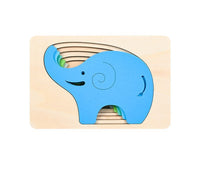 HKM-950931 Colorful 3D Wooden Animal Puzzle for Kids - Elephant, Whale, Dinosaur & More