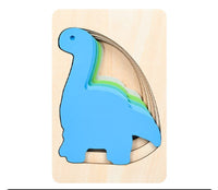 HKM-950931 Colorful 3D Wooden Animal Puzzle for Kids - Elephant, Whale, Dinosaur & More