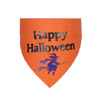HKM-950931 Halloween Themed Triangle Scarf for Large Dogs - Purple and Black Design, Cotton Material, Fits Neck Circumference 22-50CM