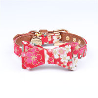 HKM-950931 Japanese Style Bronzing Pet Collar - Adjustable PU Necklace for Small, Medium, and Large Dogs in Multiple Colors