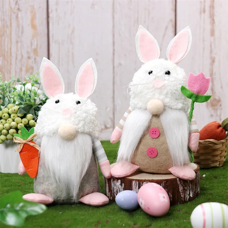 KTX-951059 Handmade Easter Faceless Gnome Rabbit Doll for Home Decoration, Plush Hanging Bunny Toy, Perfect for Kids and Spring Celebrations