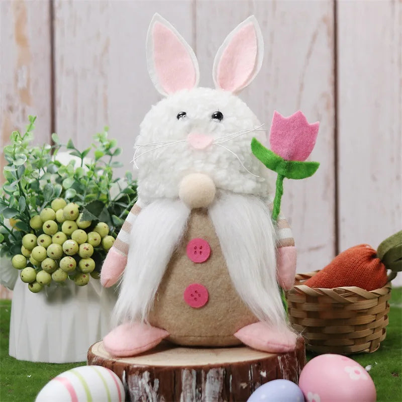 KTX-951059 Handmade Easter Faceless Gnome Rabbit Doll for Home Decoration, Plush Hanging Bunny Toy, Perfect for Kids and Spring Celebrations