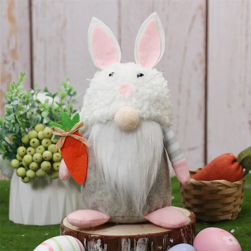 KTX-951059 Handmade Easter Faceless Gnome Rabbit Doll for Home Decoration, Plush Hanging Bunny Toy, Perfect for Kids and Spring Celebrations