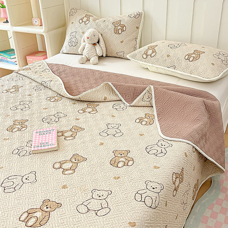 HKM-951059 Modern Floral Tatami Non-Slip Bed Cover Set in Three Sizes