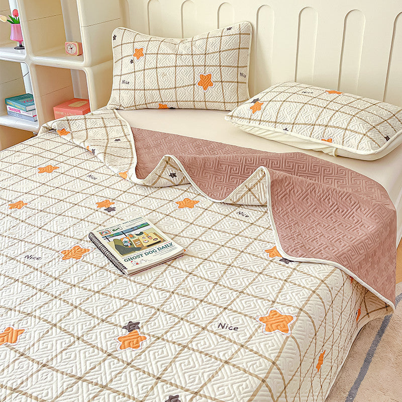 HKM-951059 Modern Floral Tatami Non-Slip Bed Cover Set in Three Sizes