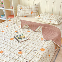 HKM-951059 Modern Floral Tatami Non-Slip Bed Cover Set in Three Sizes