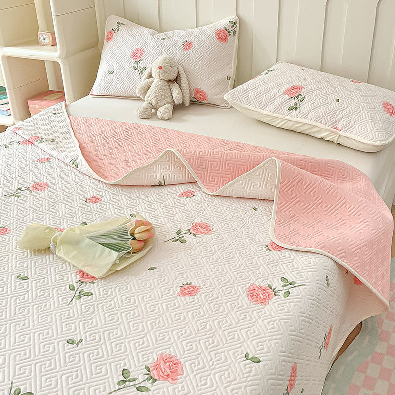 HKM-951059 Modern Floral Tatami Non-Slip Bed Cover Set in Three Sizes