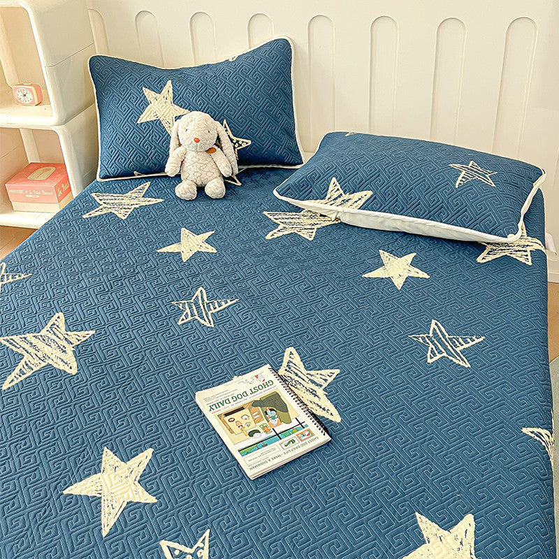 HKM-951059 Modern Floral Tatami Non-Slip Bed Cover Set in Three Sizes