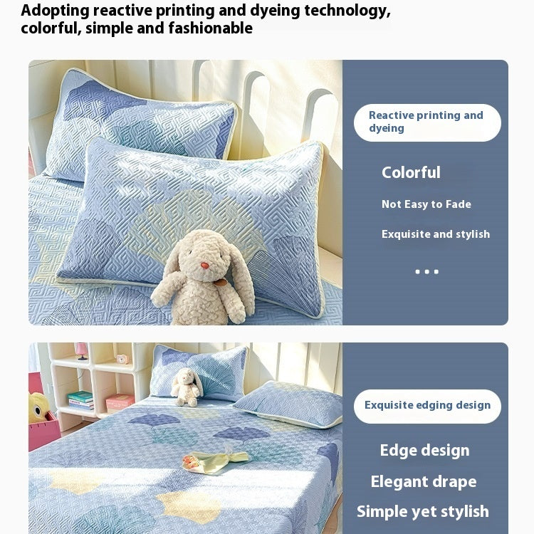 HKM-951059 Modern Floral Tatami Non-Slip Bed Cover Set in Three Sizes