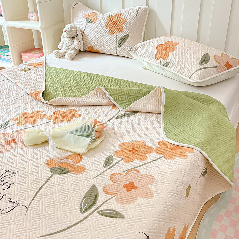 HKM-951059 Modern Floral Tatami Non-Slip Bed Cover Set in Three Sizes