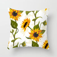 HKM-951123 Sunflower Pattern Peach Skin Sofa Pillowcase, 45cm x 45cm, Pure White Back