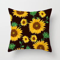 HKM-951123 Sunflower Pattern Peach Skin Sofa Pillowcase, 45cm x 45cm, Pure White Back