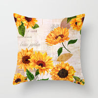 HKM-951123 Sunflower Pattern Peach Skin Sofa Pillowcase, 45cm x 45cm, Pure White Back