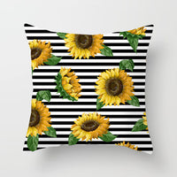 HKM-951123 Sunflower Pattern Peach Skin Sofa Pillowcase, 45cm x 45cm, Pure White Back
