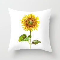 HKM-951123 Sunflower Pattern Peach Skin Sofa Pillowcase, 45cm x 45cm, Pure White Back