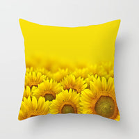 HKM-951123 Sunflower Pattern Peach Skin Sofa Pillowcase, 45cm x 45cm, Pure White Back