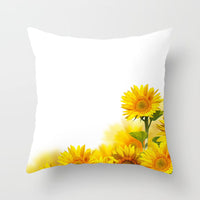 HKM-951123 Sunflower Pattern Peach Skin Sofa Pillowcase, 45cm x 45cm, Pure White Back