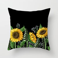 HKM-951123 Sunflower Pattern Peach Skin Sofa Pillowcase, 45cm x 45cm, Pure White Back