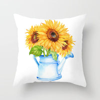 HKM-951123 Sunflower Pattern Peach Skin Sofa Pillowcase, 45cm x 45cm, Pure White Back