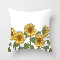 HKM-951123 Sunflower Pattern Peach Skin Sofa Pillowcase, 45cm x 45cm, Pure White Back