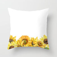 HKM-951123 Sunflower Pattern Peach Skin Sofa Pillowcase, 45cm x 45cm, Pure White Back