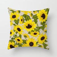 HKM-951123 Sunflower Pattern Peach Skin Sofa Pillowcase, 45cm x 45cm, Pure White Back