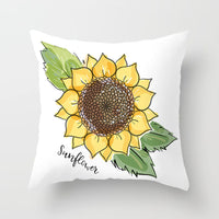 HKM-951123 Sunflower Pattern Peach Skin Sofa Pillowcase, 45cm x 45cm, Pure White Back