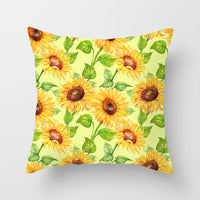 HKM-951123 Sunflower Pattern Peach Skin Sofa Pillowcase, 45cm x 45cm, Pure White Back