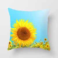 HKM-951123 Sunflower Pattern Peach Skin Sofa Pillowcase, 45cm x 45cm, Pure White Back