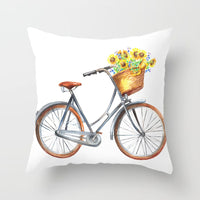 HKM-951123 Sunflower Pattern Peach Skin Sofa Pillowcase, 45cm x 45cm, Pure White Back