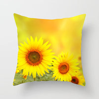 HKM-951123 Sunflower Pattern Peach Skin Sofa Pillowcase, 45cm x 45cm, Pure White Back
