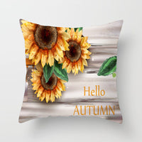HKM-951123 Sunflower Pattern Peach Skin Sofa Pillowcase, 45cm x 45cm, Pure White Back