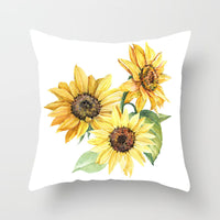 HKM-951123 Sunflower Pattern Peach Skin Sofa Pillowcase, 45cm x 45cm, Pure White Back