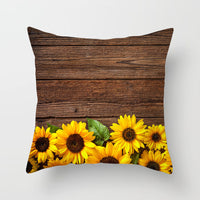HKM-951123 Sunflower Pattern Peach Skin Sofa Pillowcase, 45cm x 45cm, Pure White Back