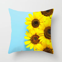 HKM-951123 Sunflower Pattern Peach Skin Sofa Pillowcase, 45cm x 45cm, Pure White Back