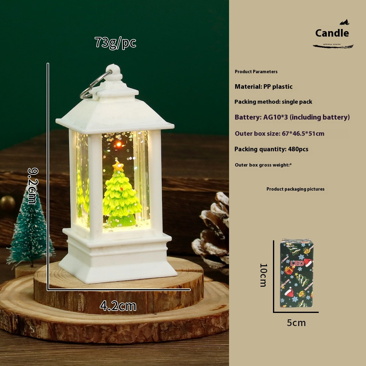 HKM-951187 Christmas LED Water Injection Decorative Candles – Santa Claus, Christmas Tree, Snowman, Elk in White or Bronze Shells