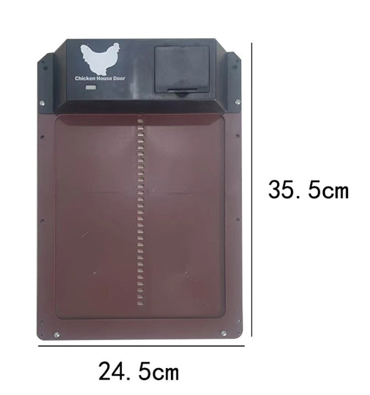 HKM-951379 Automatic Chicken Coop Door - Durable Plastic Design in Brown and Red