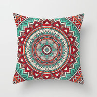 HKM-951443 Ethnic Mandala Pattern Polyester Pillowcase for Religious Ceremonies - 45x45cm Size