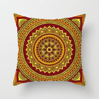 HKM-951443 Ethnic Mandala Pattern Polyester Pillowcase for Religious Ceremonies - 45x45cm Size