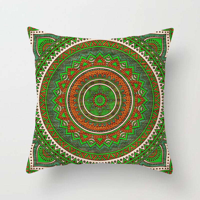 HKM-951443 Ethnic Mandala Pattern Polyester Pillowcase for Religious Ceremonies - 45x45cm Size