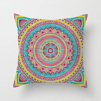 HKM-951443 Ethnic Mandala Pattern Polyester Pillowcase for Religious Ceremonies - 45x45cm Size