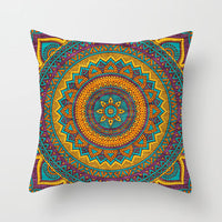 HKM-951443 Ethnic Mandala Pattern Polyester Pillowcase for Religious Ceremonies - 45x45cm Size