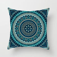 HKM-951443 Ethnic Mandala Pattern Polyester Pillowcase for Religious Ceremonies - 45x45cm Size