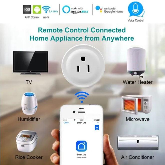 HKM-951571 Smart WiFi Plug for Remote Control, Timer Function, Compatible with Voice Assistants