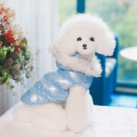 HKM-951699 Two-Legged Hooded Cotton Padded Pet Clothes in Blue, Pink, Champagne Gold, and Silver