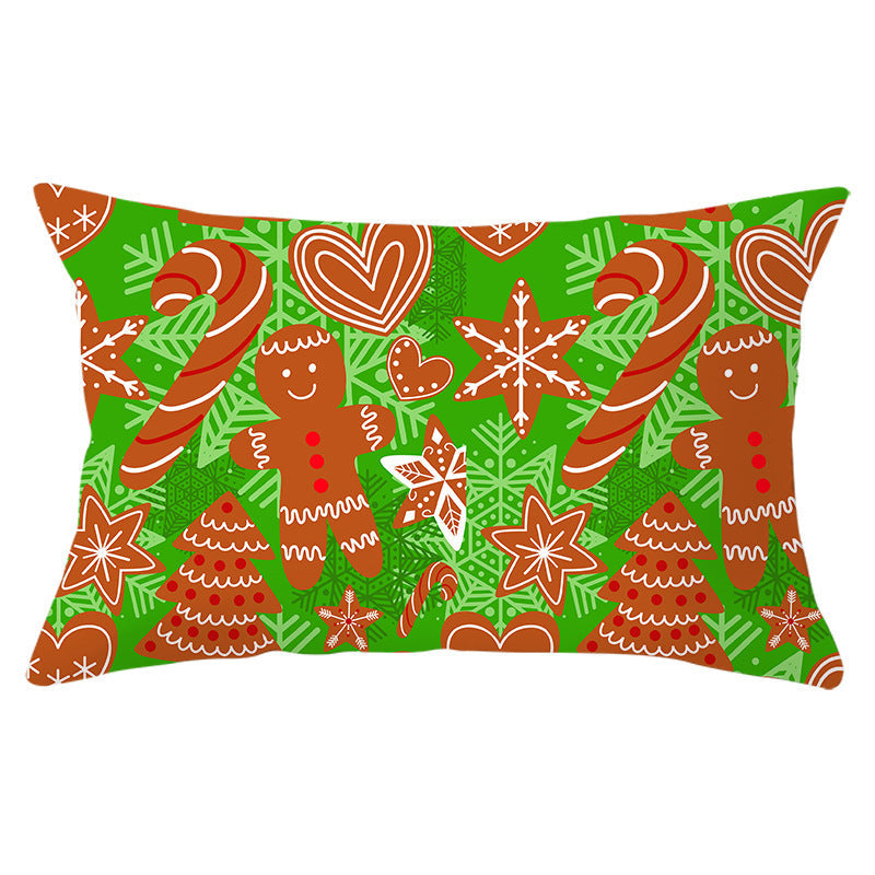 HKM-951763 Christmas Landscape Peach Skin Pillowcase, 30x50cm, Soft Fabric Cushion Cover