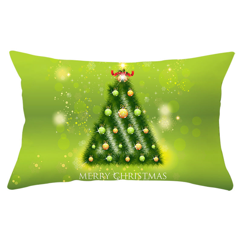 HKM-951763 Christmas Landscape Peach Skin Pillowcase, 30x50cm, Soft Fabric Cushion Cover