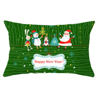 HKM-951763 Christmas Landscape Peach Skin Pillowcase, 30x50cm, Soft Fabric Cushion Cover