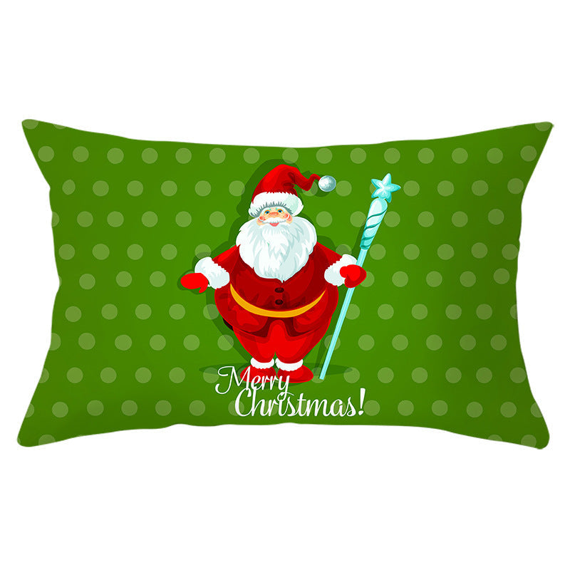 HKM-951763 Christmas Landscape Peach Skin Pillowcase, 30x50cm, Soft Fabric Cushion Cover